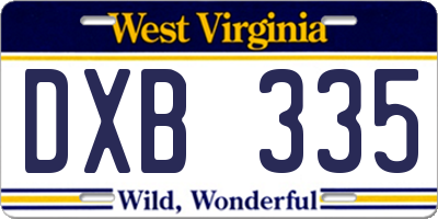 WV license plate DXB335