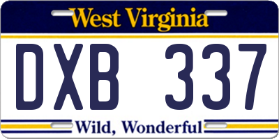 WV license plate DXB337