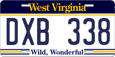 WV license plate DXB338