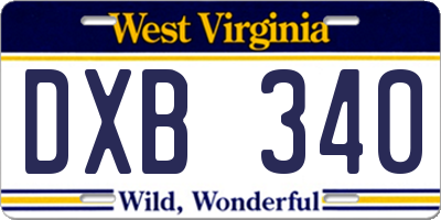 WV license plate DXB340