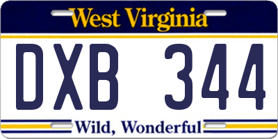 WV license plate DXB344