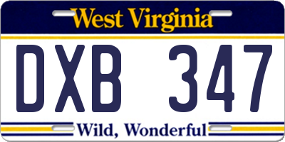 WV license plate DXB347