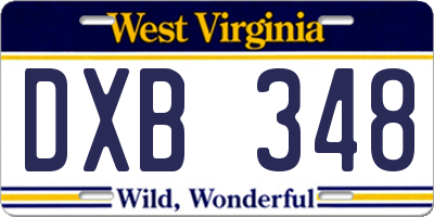 WV license plate DXB348