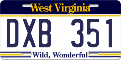 WV license plate DXB351