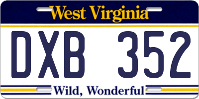 WV license plate DXB352