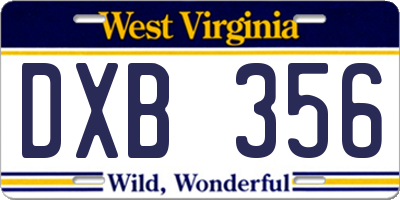 WV license plate DXB356