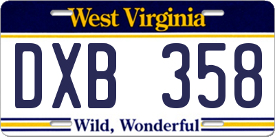WV license plate DXB358