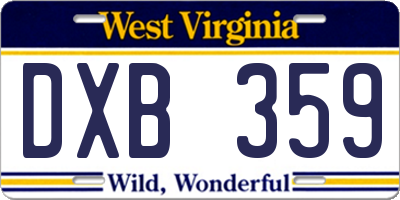 WV license plate DXB359