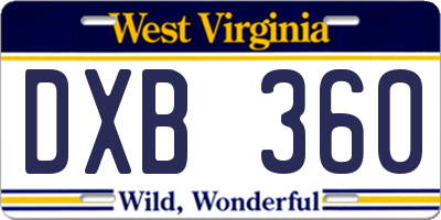 WV license plate DXB360