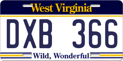 WV license plate DXB366