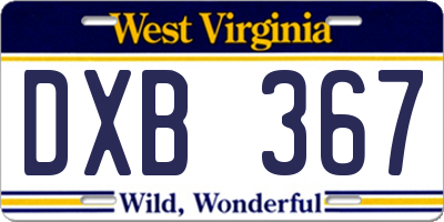 WV license plate DXB367
