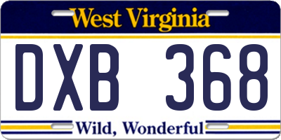 WV license plate DXB368
