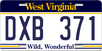 WV license plate DXB371