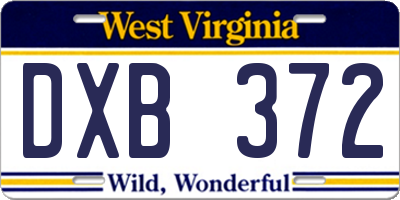 WV license plate DXB372