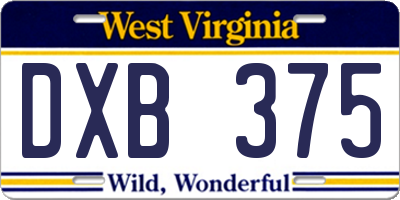 WV license plate DXB375