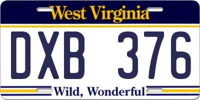 WV license plate DXB376