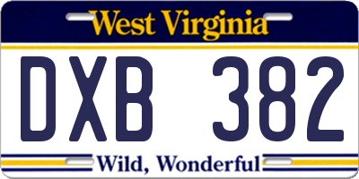 WV license plate DXB382
