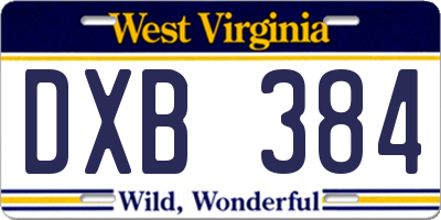 WV license plate DXB384