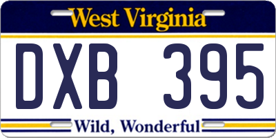 WV license plate DXB395