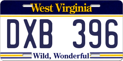 WV license plate DXB396