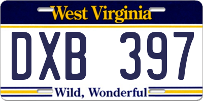 WV license plate DXB397
