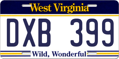 WV license plate DXB399