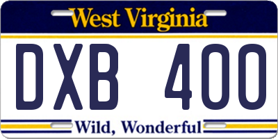 WV license plate DXB400