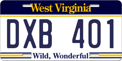 WV license plate DXB401