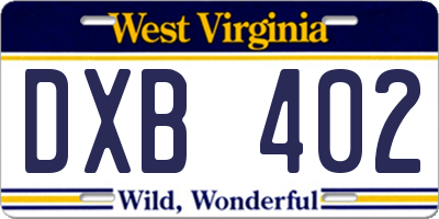 WV license plate DXB402