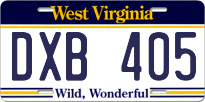 WV license plate DXB405