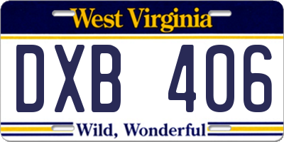 WV license plate DXB406