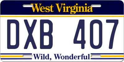 WV license plate DXB407