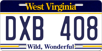 WV license plate DXB408