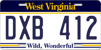 WV license plate DXB412