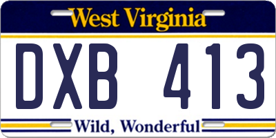 WV license plate DXB413