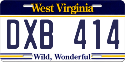 WV license plate DXB414