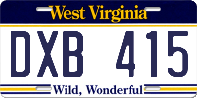 WV license plate DXB415