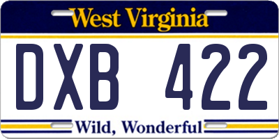 WV license plate DXB422