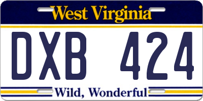 WV license plate DXB424