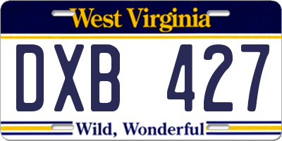 WV license plate DXB427
