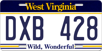 WV license plate DXB428