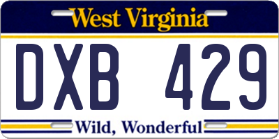 WV license plate DXB429