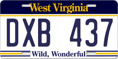 WV license plate DXB437