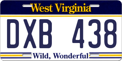 WV license plate DXB438