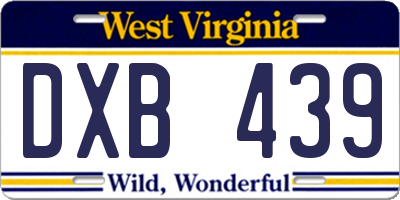 WV license plate DXB439