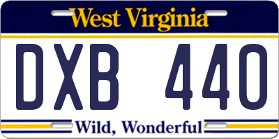 WV license plate DXB440
