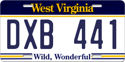 WV license plate DXB441