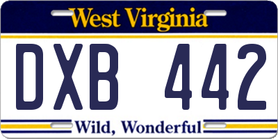 WV license plate DXB442