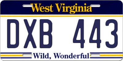WV license plate DXB443