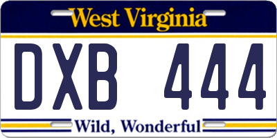 WV license plate DXB444